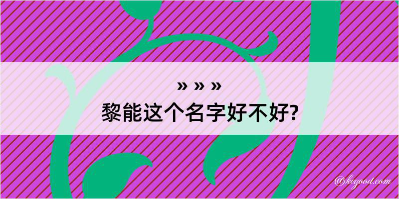 黎能这个名字好不好?