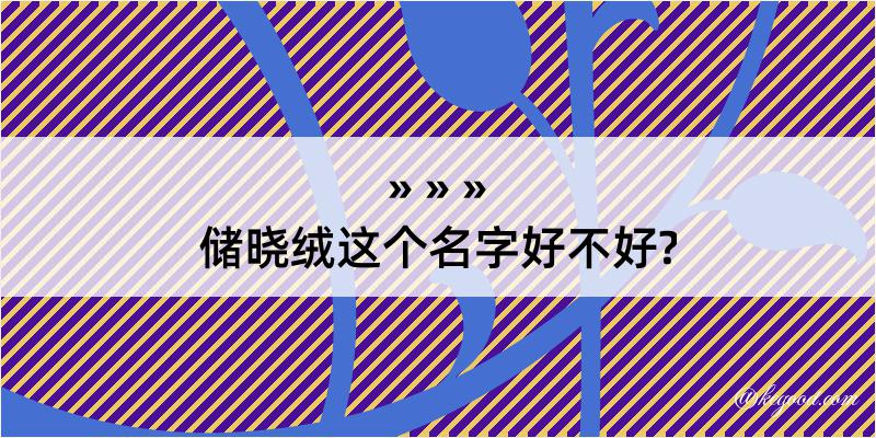 储晓绒这个名字好不好?