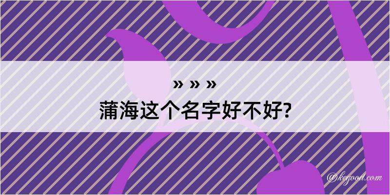 蒲海这个名字好不好?