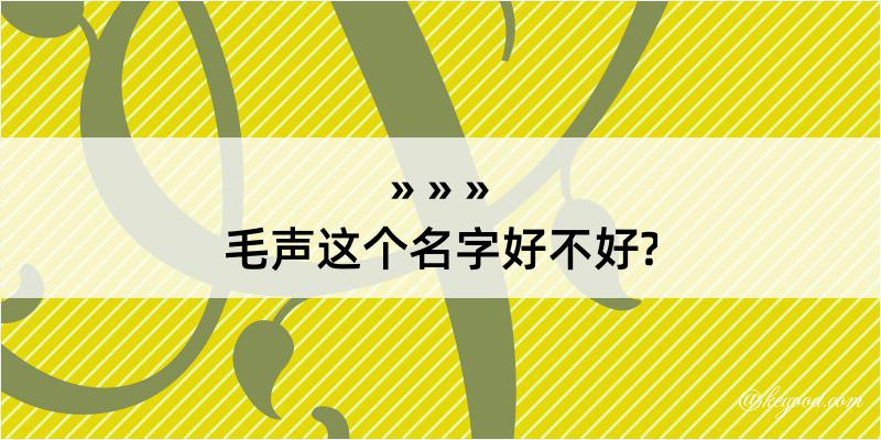 毛声这个名字好不好?