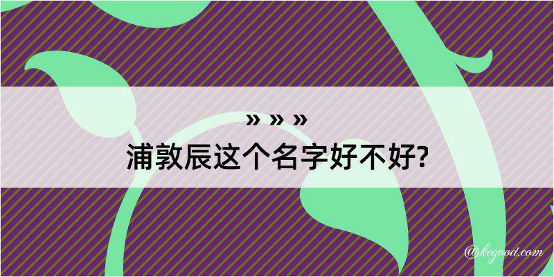 浦敦辰这个名字好不好?