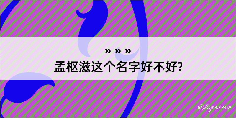 孟枢滋这个名字好不好?