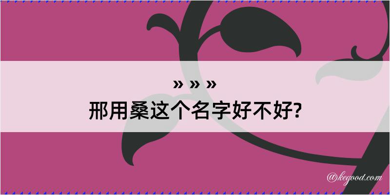 邢用桑这个名字好不好?