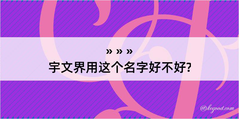 宇文界用这个名字好不好?