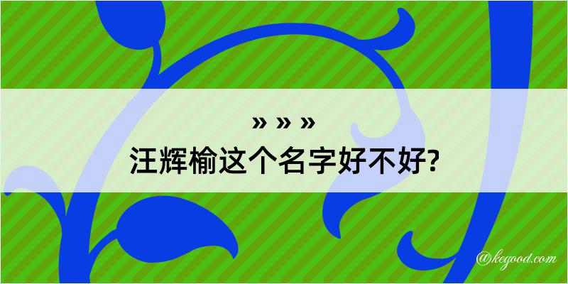 汪辉榆这个名字好不好?