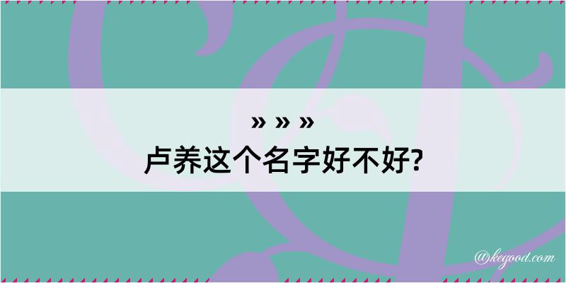 卢养这个名字好不好?