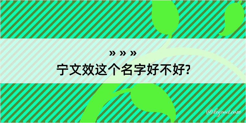 宁文效这个名字好不好?