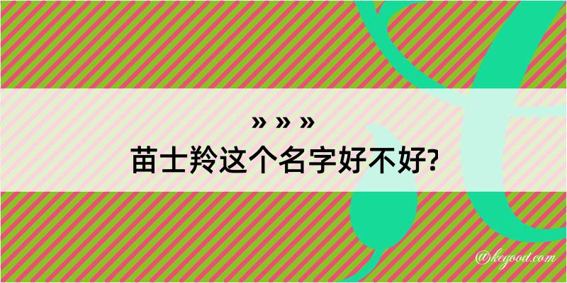 苗士羚这个名字好不好?