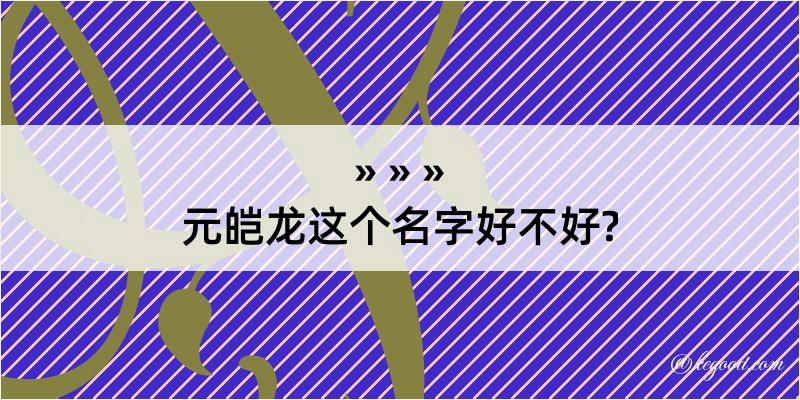 元皑龙这个名字好不好?