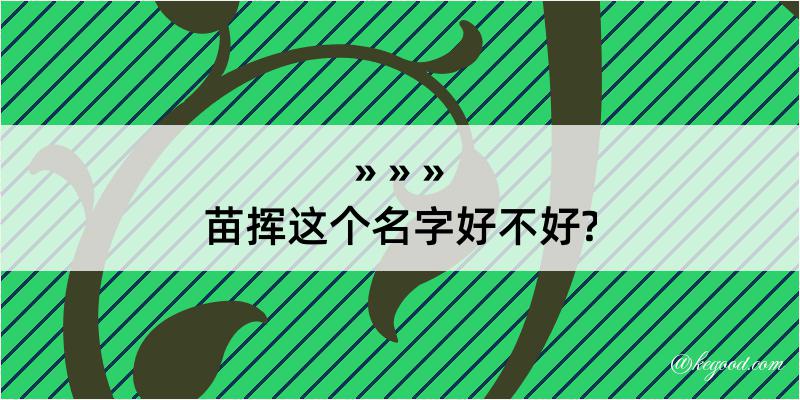 苗挥这个名字好不好?