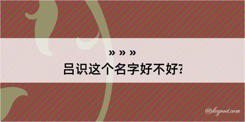 吕识这个名字好不好?