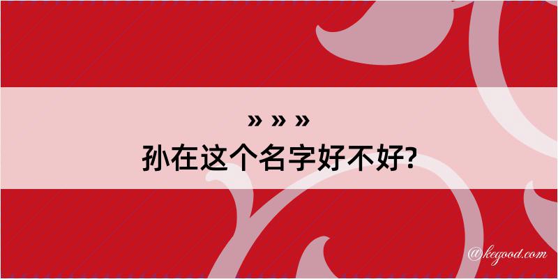 孙在这个名字好不好?