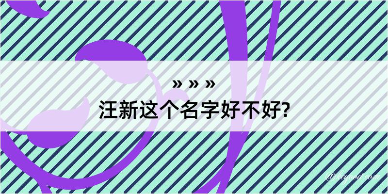 汪新这个名字好不好?