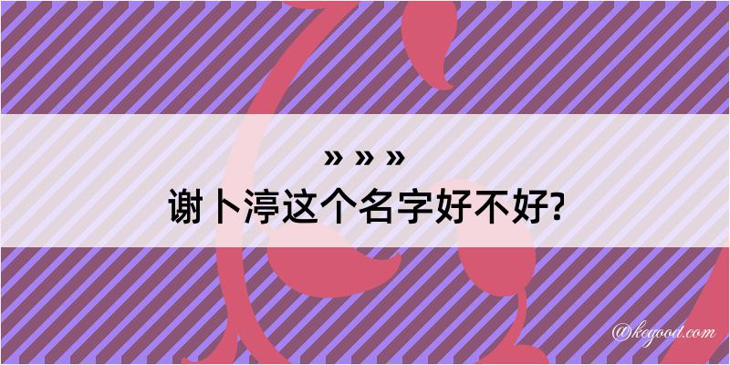 谢卜渟这个名字好不好?