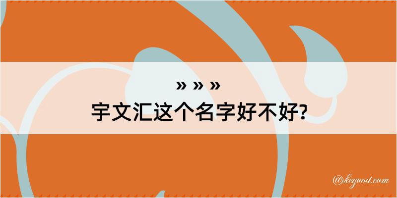 宇文汇这个名字好不好?