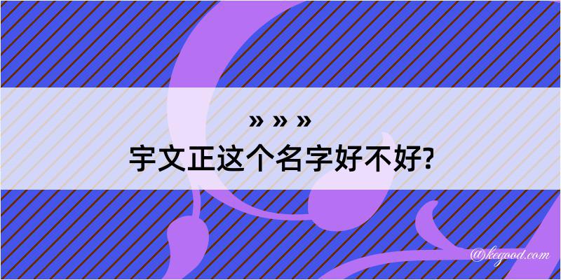 宇文正这个名字好不好?