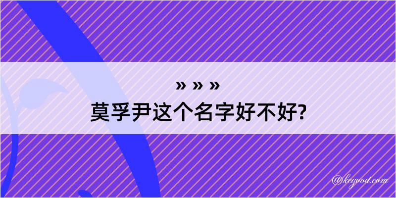 莫孚尹这个名字好不好?