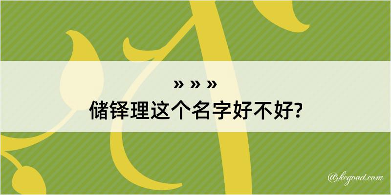 储铎理这个名字好不好?