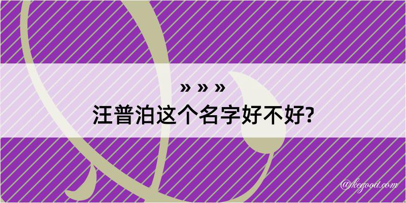 汪普泊这个名字好不好?