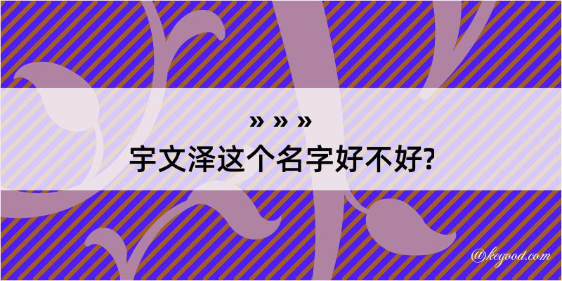 宇文泽这个名字好不好?