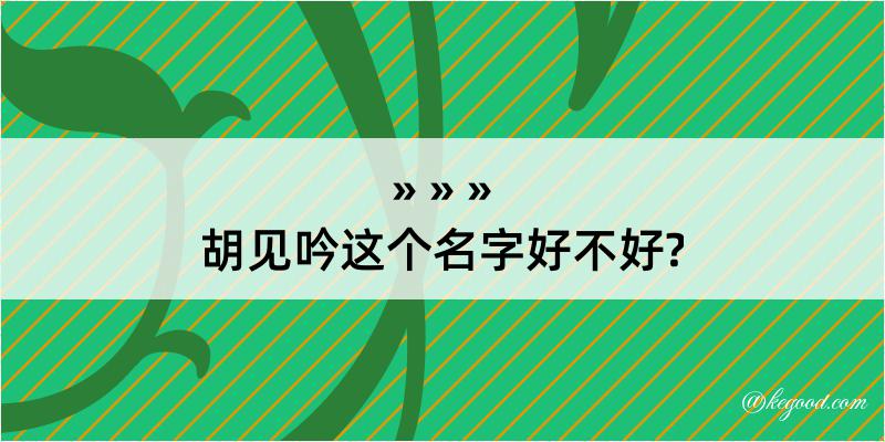 胡见吟这个名字好不好?