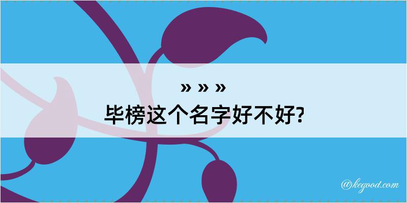 毕榜这个名字好不好?