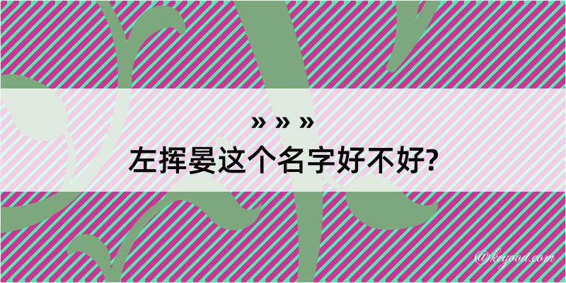 左挥晏这个名字好不好?