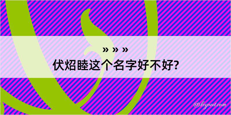 伏炤睦这个名字好不好?