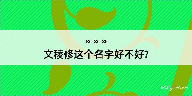 文稜修这个名字好不好?