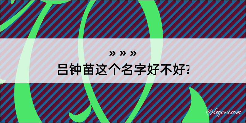 吕钟苗这个名字好不好?