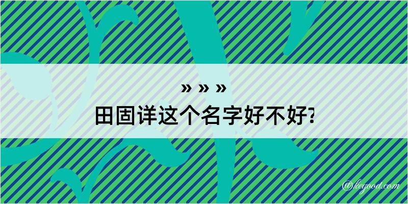 田固详这个名字好不好?