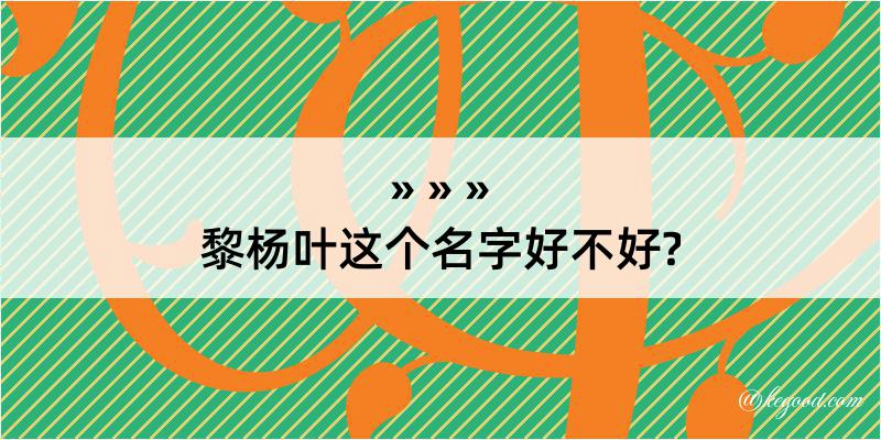 黎杨叶这个名字好不好?