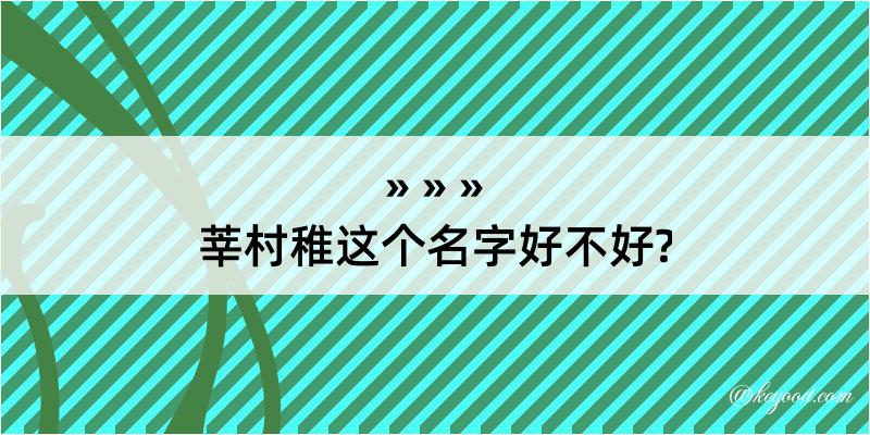 莘村稚这个名字好不好?