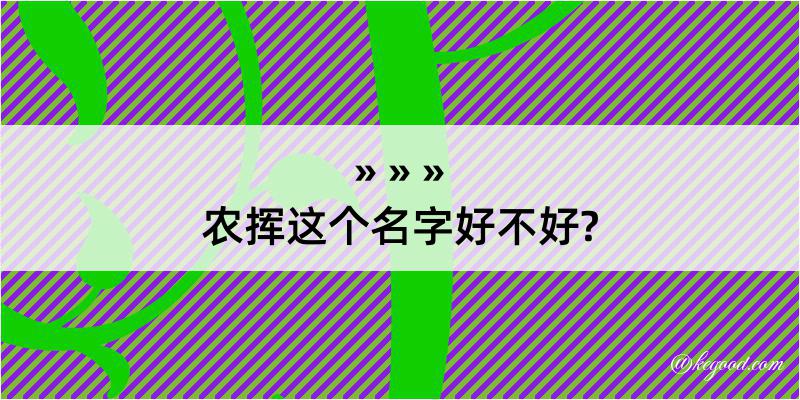 农挥这个名字好不好?