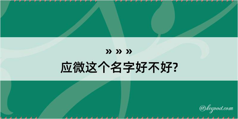 应微这个名字好不好?