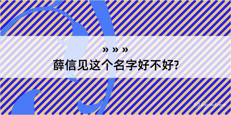 薛信见这个名字好不好?