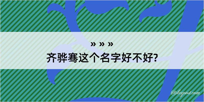 齐骅骞这个名字好不好?