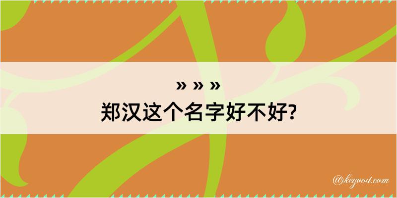 郑汉这个名字好不好?