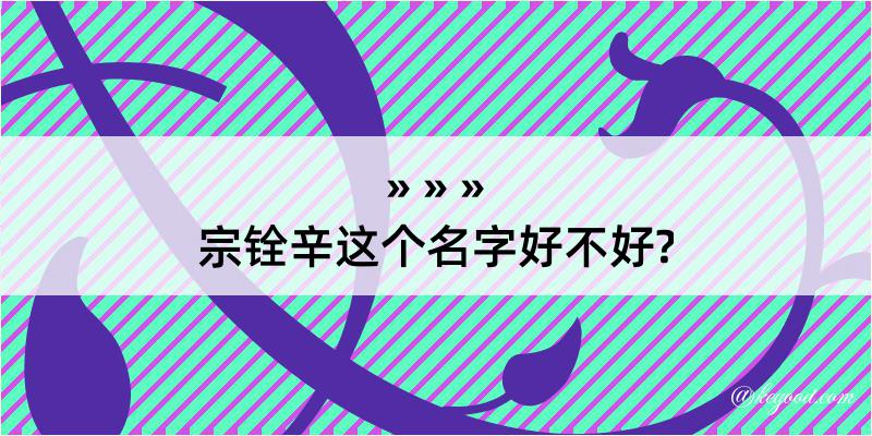 宗铨辛这个名字好不好?