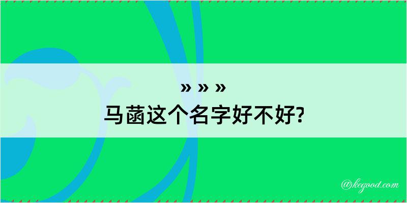 马菡这个名字好不好?