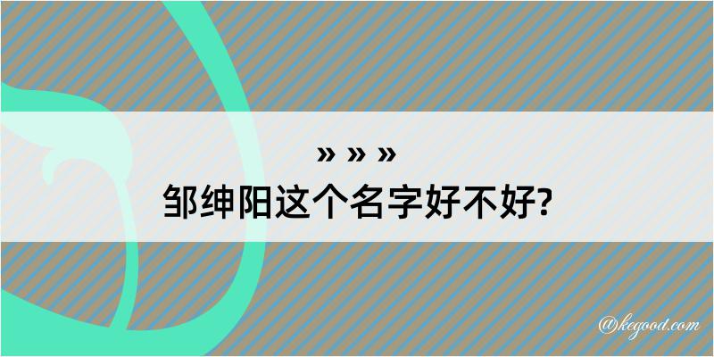 邹绅阳这个名字好不好?