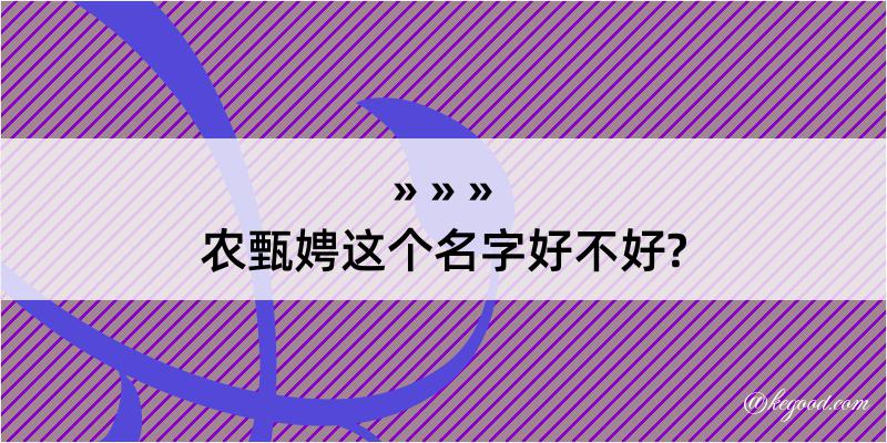 农甄娉这个名字好不好?