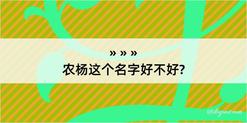 农杨这个名字好不好?