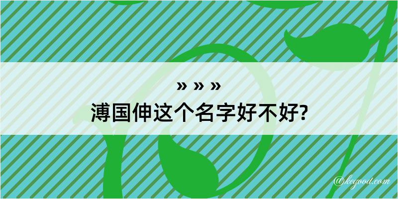 溥国伸这个名字好不好?