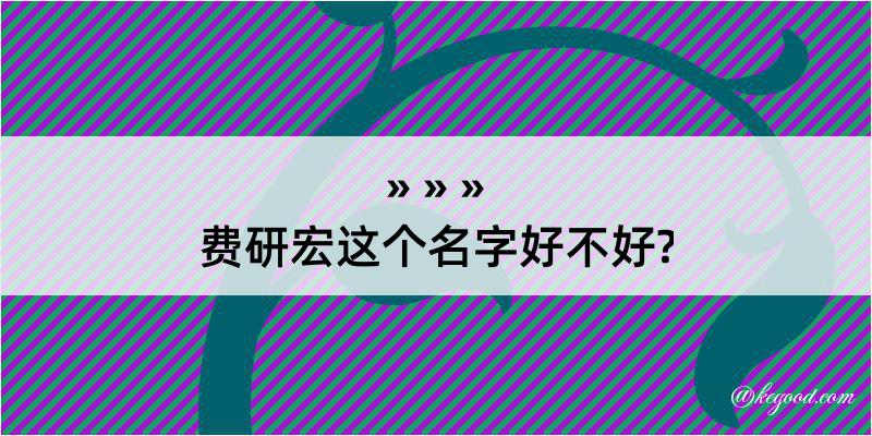 费研宏这个名字好不好?