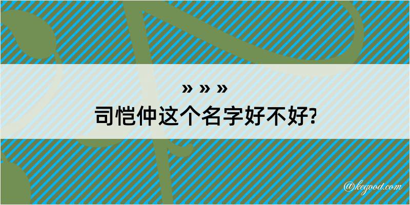 司恺仲这个名字好不好?