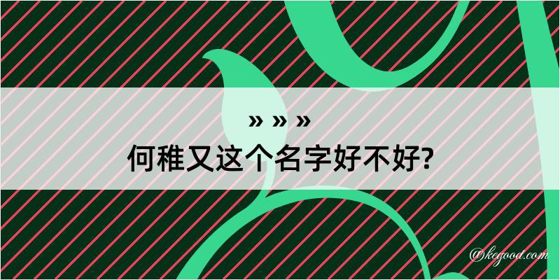 何稚又这个名字好不好?