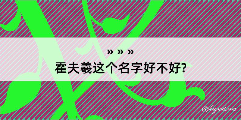 霍夫羲这个名字好不好?