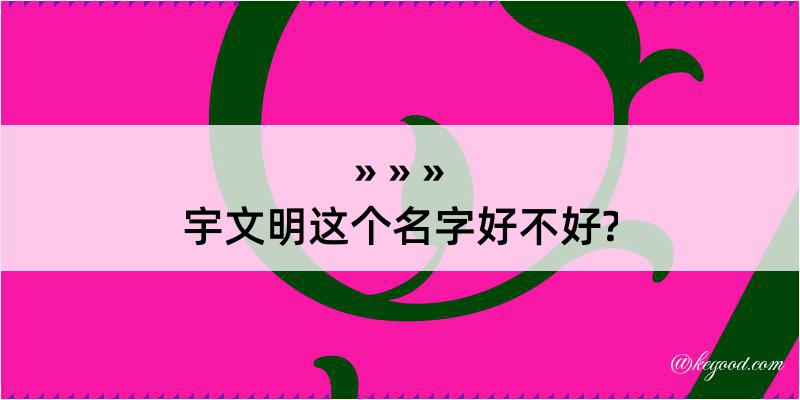 宇文明这个名字好不好?