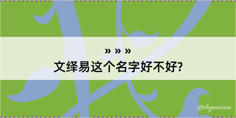 文绎易这个名字好不好?